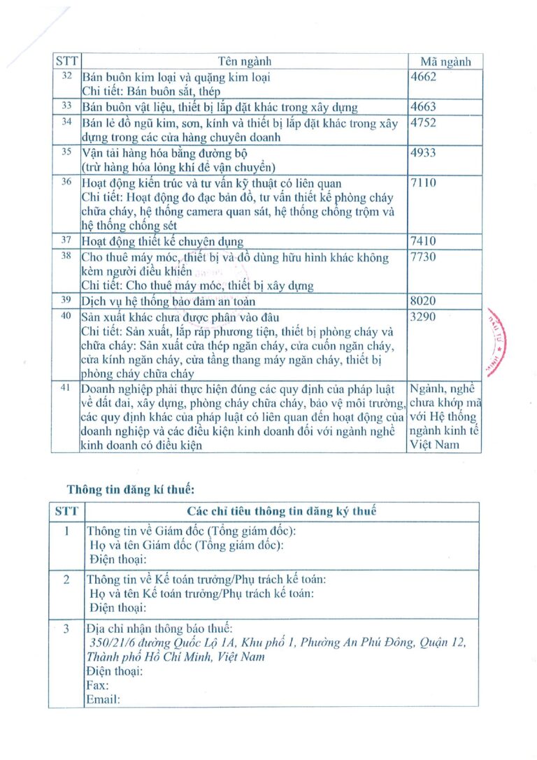 Giấy Xác Nhận Mã Ngành Nghề (3)